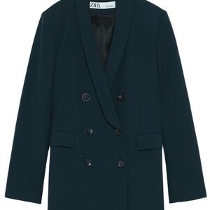 Zara Green Double-Breasted Jacket 2005/703/500 size M